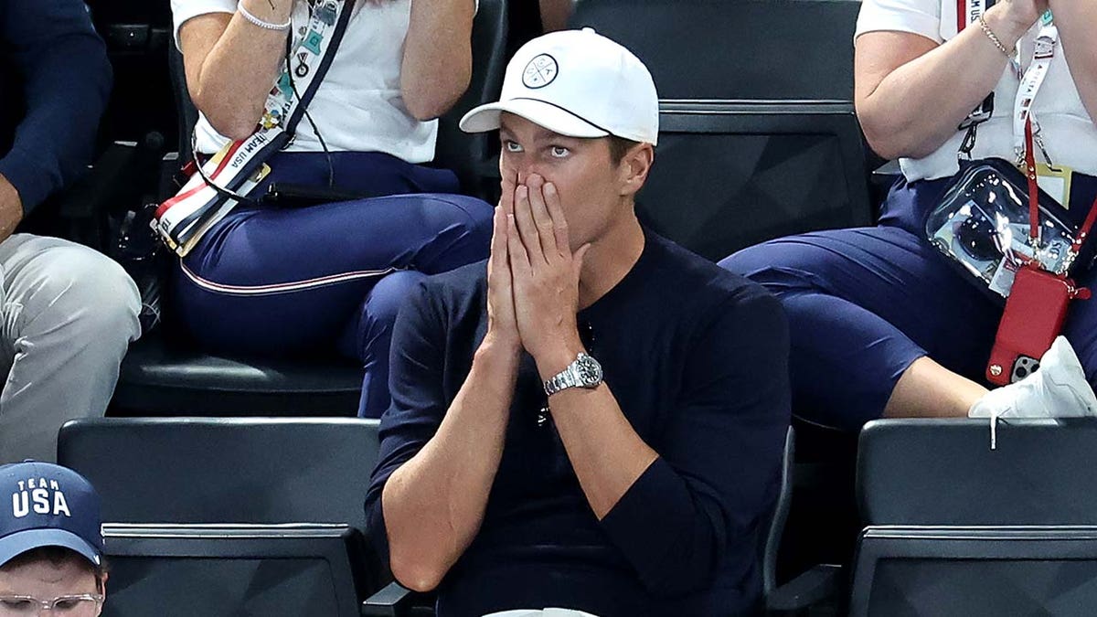 Tom Brady watches gymnastics at the Olympics