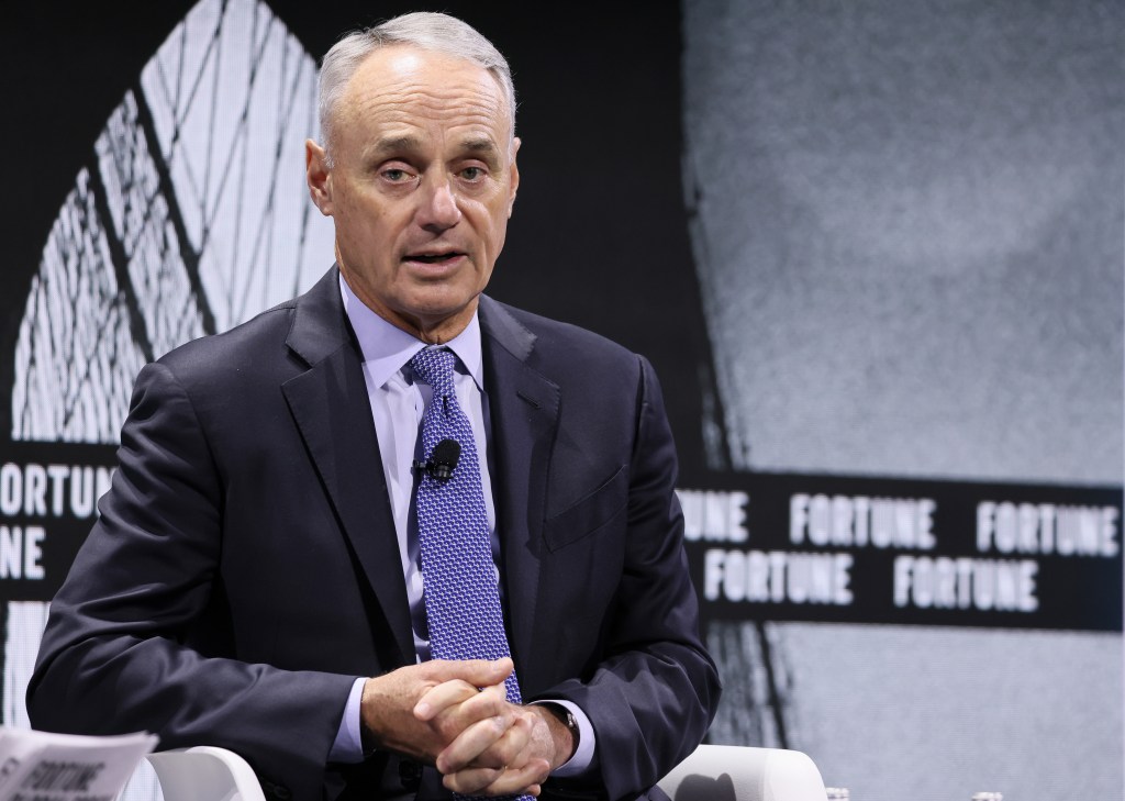 Rob Manfred, Commissioner, Major League Baseball speaks onstage during the Growing the Game panel, at the Fortune Global Forum on November 11, 2024 in New York City. 