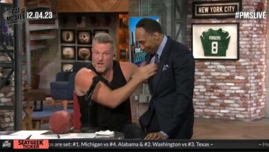 Pat McAfee (l.) and Stephen A. Smith