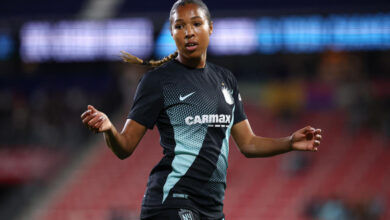 Mar 15, 2024; Harrison, New Jersey, USA; NJ/NY Gotham FC forward Midge Purce (23) in action during the first half of the 2024 UKG NWSL Challenge Cup against the San Diego Wave FC  at Red Bull Arena. Mandatory Credit: Vincent Carchietta-USA TODAY Sports