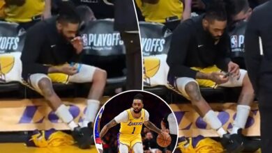 D’Angelo Russell has strange bench moment in middle of Lakers’ playoff disaster