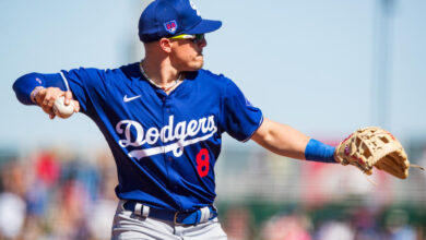 Kiké Hernandez inadvertently tipped Dodgers pitches with some help from the ESPN broadcast on Sunday. (John E. Moore III/Getty Images)