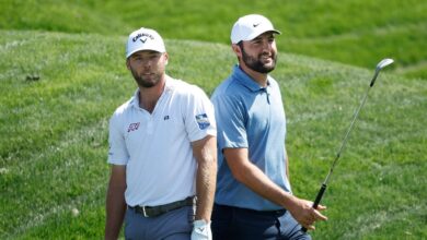 Golfers Scottie Scheffler and Sam Burns on baby standby entering The Masters