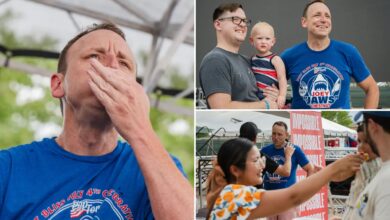 Joey Chestnut devours 57 hot dogs in exhibition contest