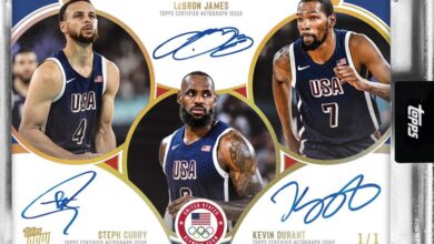 LeBron James, Kevin Durant, Stephen Curry featured on 1-of-1 autographed Topps card commemorating Olympic gold