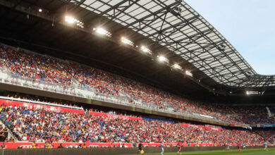 HARRISON, NJ - JULY 17: A general view of action at the Red Bull Arena during the Major League Soccer match between New York Red Bulls and New York City FC at Red Bull Arena on July 17, 2022 in Harrison, New Jersey. (Photo by James Williamson - AMA/Getty Images)