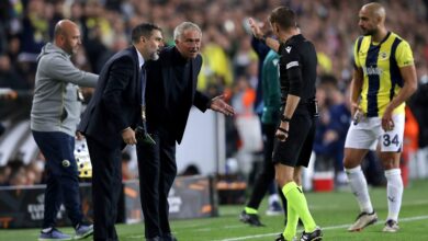 Turpin showed Mourinho a straight red card for his reaction to the penalty incident (Burak Kara/Getty Images)