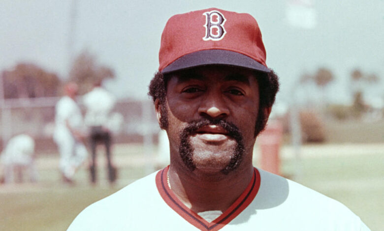 UNDATED:  Pitcher Luis Tiant #23 of the Boston Red Sox poses for a portrait.  Tiant played for the Red Sox from 1971-1978.  (Photo by MLB via Getty Images)