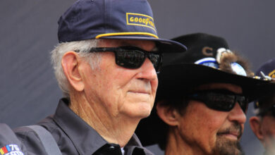 DARLINGTON, SC - MAY 14: Bobby Allison being introduced while celebrating the 75 greatest drivers prior to the running of the NASCAR Cup Series Goodyear 400 on May 14, 2023 at Darlington Raceway in Darlington, SC (Photo by Jeff Robinson/Icon Sportswire via Getty Images)