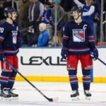 Chris Kreider and Jacob Trouba<p>Danny Wild-Imagn Images</p>