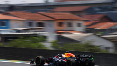 SAO PAULO, BRAZIL - NOVEMBER 01: Max Verstappen of the Netherlands driving the (1) Oracle Red Bull Racing RB20 on track during practice ahead of the F1 Grand Prix of Brazil at Autodromo Jose Carlos Pace on November 01, 2024 in Sao Paulo, Brazil. (Photo by Lars Baron - Formula 1/Formula 1 via Getty Images)