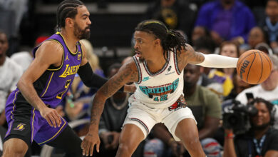 Ja Morant landed awkwardly under the rim after trying to throw down a dunk in the second half of their matchup with the Lakers.