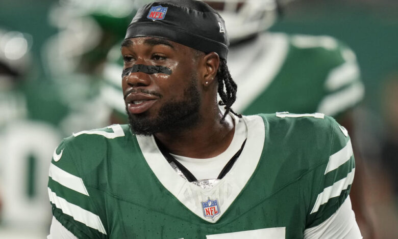 New York Jets wide receiver Malachi Corley cost himself his first career touchdown by dropping the ball. (AP Photo/Seth Wenig)