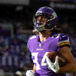 MINNEAPOLIS, MN - DECEMBER 04: Minnesota Vikings tight end Nick Muse (34) warms up before the NFL game between the New York Jets and the Minnesota Vikings on December 4th, 2022, at U.S. Bank Stadium, in Minneapolis, MN. (Photo by Bailey Hillesheim/Icon Sportswire via Getty Images)