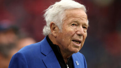 LONDON, ENGLAND - OCTOBER 20: Robert Kraft, Owner of the New England Patriots looks on prior to the NFL match between New England Patriots and Jacksonville Jaguars at Wembley Stadium on October 20, 2024 in London, England. (Photo by Richard Heathcote/Getty Images)