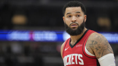 Fred VanVleet is $50,000 lighter but avoided suspension after nearly poking a referee in the face. (Patrick McDermott/Getty Images)