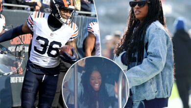 Simone Biles celebrates husband Jonathan Owens' big Bears play