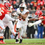 CLEVELAND, OHIO - DECEMBER 15: Nick Chubb #24 of the Cleveland Browns carries the ball against the Kansas City Chiefs during the second quarter at Huntington Bank Field on December 15, 2024 in Cleveland, Ohio. (Photo by Jason Miller/Getty Images)