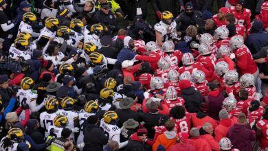 Michigan's shocking upset over Ohio State erupts into chaos as massive brawl breaks out at midfield