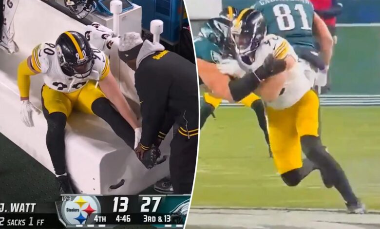 T.J. Watt exits Steelers' loss with worrisome ankle injury